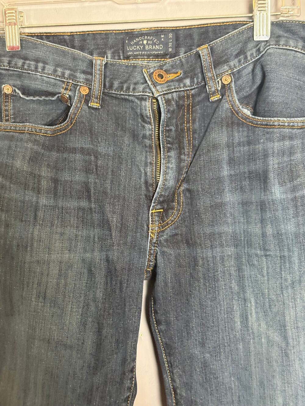 Lucky Brand Mens 32x30 Blue Jeans Straight Leg Cotton Blend